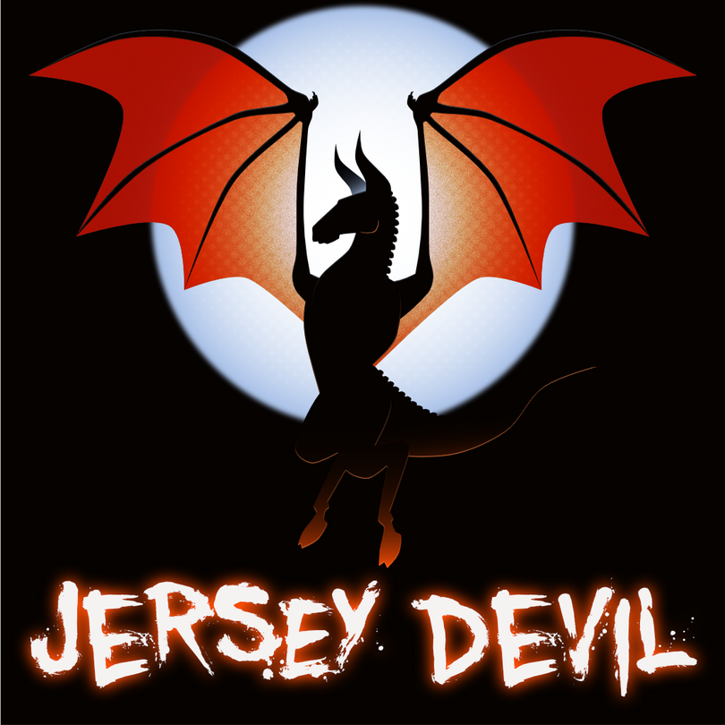 In the folklore of Southern New Jersey and Philadelphia, the Jersey Devil (a.k.a. the Leeds Devil) is a legendary creature said to inhabit the Pine Barrens. Possesses cloven hooves, a horse-like head, and bat-like wings.
