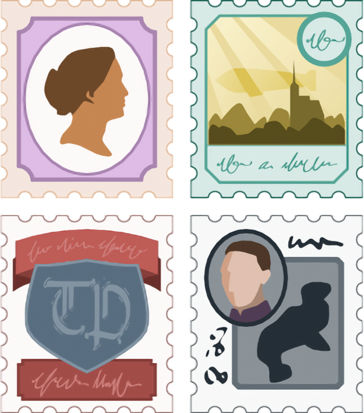 Stamps created for a mobile game idea focused on straightforward designs that are clear at small sizes and easily distinguishable. Created using Affinity Designer.