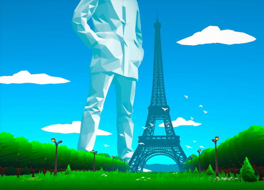 "La petite Dame de Fer" Constructed in Unity from asset store assets, with many replaced and tweaked shaders. Post-processing was done in Affinity Photo.