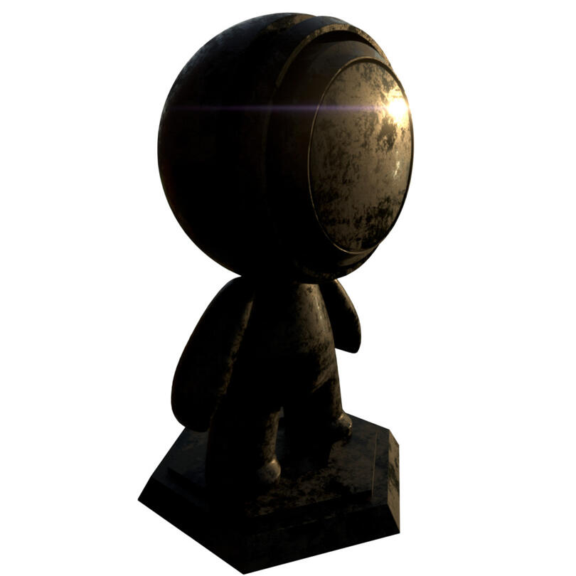 Black Weathered Metal - I've found creating believable weathered metal especially challenging. I'm happy with this one. Mesh from Substance Share. Rendered in IRay.