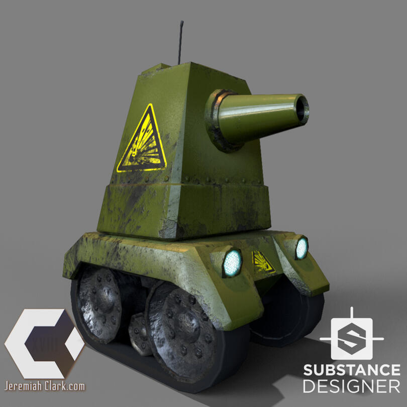 Proof-of-concept render test of a dynamic and detailed texture for marketing use (too heavy for in-game). Texture created in Substance Designer. UVed and rendered in Modo.