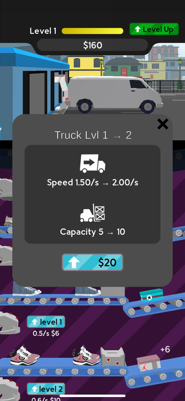 Truck upgrade pop-up window. Custom UI and icons made with Affinity Designer.